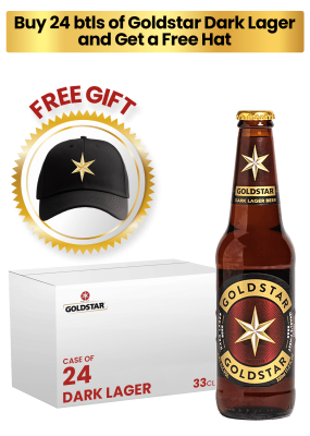 1 Case Goldstar Dark Lager Beer Bottle 33Cl X 24 + 1 Free Gift